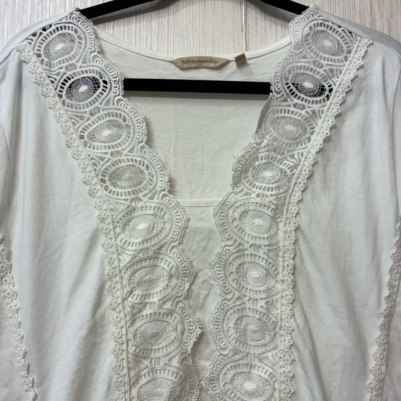 Soft Surroundings Breelyn Top Cap Sleeves 2X White Cottage core - Picture 7 of 8